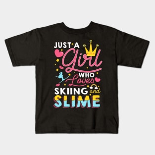 Just A Girl Slime Who Loves Skiing And Slime Gift Kids T-Shirt